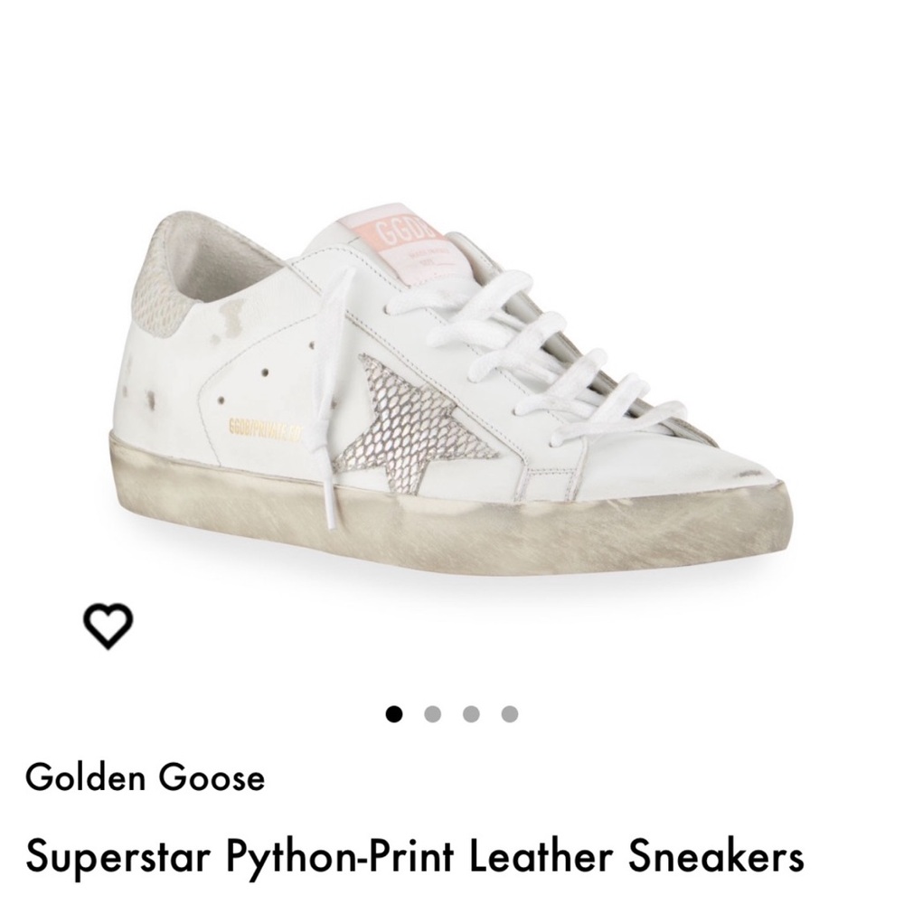 Golden Goose White and Beige Python-Print Sneakers
